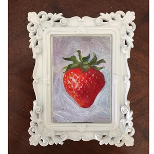 Fraise peinture à l'huile toile originale peinte à la main oeuvre carrée art de la cuisine