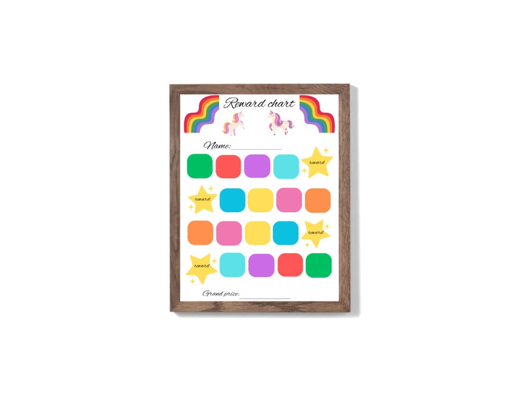 Printable Kids Reward Chart | Colored Sticker Behavior Chart - Etsy