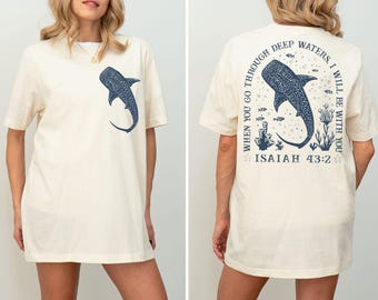 T-shirt walvishaai, Beachy shirt, shirt haai, Jezus T-shirt, Beachy T-shirt, Beachy T-shirt, zomer T-shirt, shirt Christian Ocean, Coconut Girl