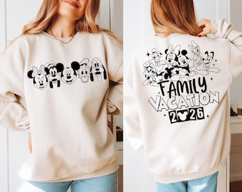 ディズニー 2026 ファミリーバケーション シャツ、ディズニーワールド ミッキーと仲間たち、ディズニーファミリー 2026 シャツ、レトロ ディズニーワールド トリップ スウェットシャツ