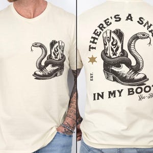 Toy Story Herren Shirt, Es gibt eine Schlange in meinem Stiefel Front & Back Print Schwergewicht Unisex T-Shirt, Woody Park Hopper Shirt für Papa, Geschenk für Papa