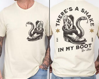 Toy Story Mens Shirt, There's A Snake In My Boot Front & Back Print Heavy Weight Unisex Tee, Woody Park Hopper Shirt for Dad, Gift for Dad