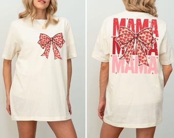 Coquette Mama Shirt, Coquette Bow T-shirt for Mom, Mothers Day Gift, Girly Mama Outfit, Baby Shower Gift for Expecting,Mom Gift,New Mom Gift