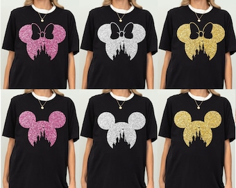 Disney Family Shirt, Disney Shirt for Women, Disney Ear Shirt, Disney Mickey Minnie Shirt, T-Shirt for Kids, Disney Glitter Minnie Shirt