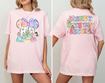 Disney With My Bestie Princess Shirt, Minnie Head Princess Shirt, Disney World Girls Trip T-shirt, Magic Kingdom Shirt,Toddler Tee,Kids Gift