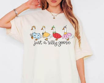 T-shirt d'oie stupide sur la chemise ample, chemises d'oie idiotes, chemise graphique drôle, chemise d'oie mignonne, chemise de Pâques, chemise de maman d'oie stupide