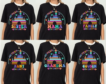 最高に幸せなディズニーファミリー旅行シャツ、ママパパおばあちゃんおじいちゃん姉妹親友Tシャツ、ミッキーミニーシャツ、ママオンアースTシャツ、ファミリーお揃い