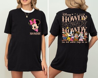 Mickey Minnie Howdy Shirt, Disney Western Family T-Shirt, WDW Family Trip 2025 Sweater, Western Style Sweatshirt, Family Matching Tee
