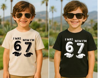 Camiseta "Tenía 6, ahora tengo 7", Camiseta divertida con meme de cumpleaños de 6 o 7 años, Camiseta moderna con meme de cumpleaños número 7 para niños, Regalo de cumpleaños de 7 años para niño o niña