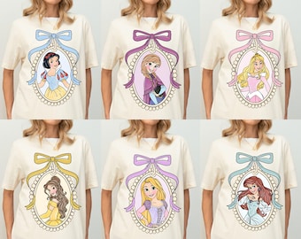 Retro Disney Princess-shirt, Coquette Disney Princess-T-shirt, Disney Girl Trip-T-shirt, Disney Group-shirt, gepersonaliseerd Disney, Disney Trip-shirt