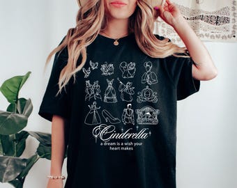 Camiseta de Cenicienta de Disney con colores cómodos, camiseta de la princesa Cenicienta, camiseta retro de Cenicienta, camiseta de princesa de Walt Disneyworld, camiseta de viaje para niña
