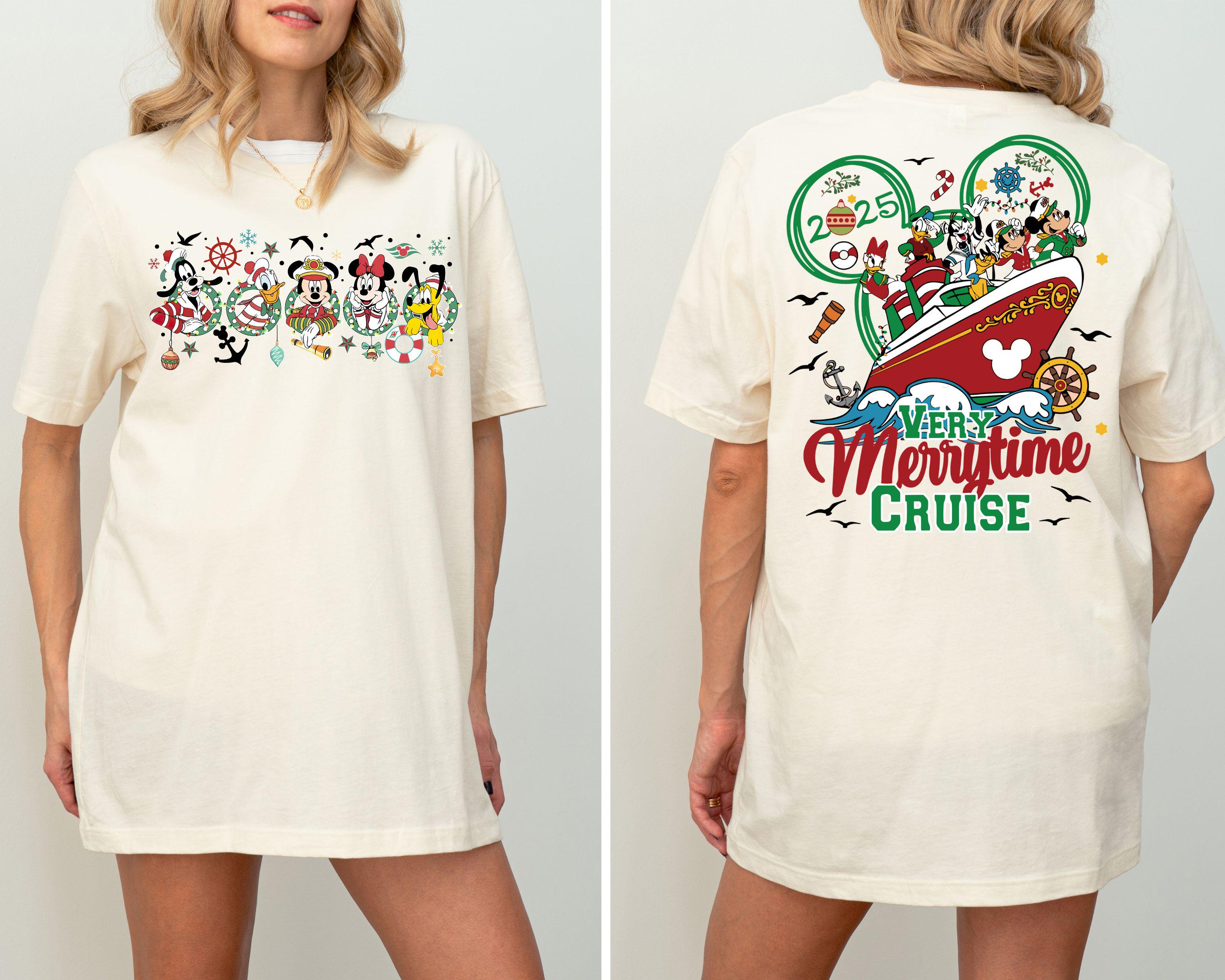 2-sided Mickey & friends Very Merrytime Cruises 2025 Christmas Shirt, Mickey's Very Merry Xmas Party Tee, Disney Wish Fantasy Magic Wonder