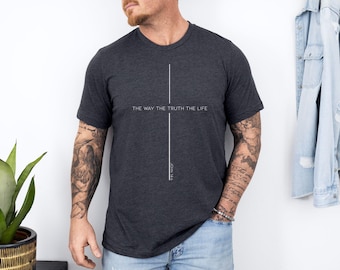 Camiseta de Juan 14:6, Camiseta de Yeshua, Mercancía de Jesús es el Rey, El Camino, la Verdad, la Vida, Camiseta de Jesús, Camiseta cristiana para hombre, Camiseta de la Fe sobre el Miedo
