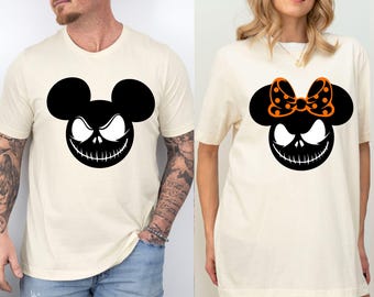 Disney Halloween Shirt, Mickey and Minnie Shirt, Jack and Sally Shirt, Spooky Season Shirt, Pumpkin T-Shirt, Halloween Couple Shirt,Matching