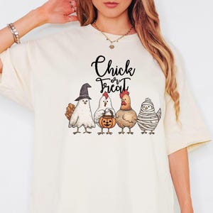 Halloween Chick or Treat Sweatshirt, Halloween Chicken Sweatshirt, Halloween Funny Chicken Shirt, Ghost Chicken Shirt, Chicken Lovers Shirt