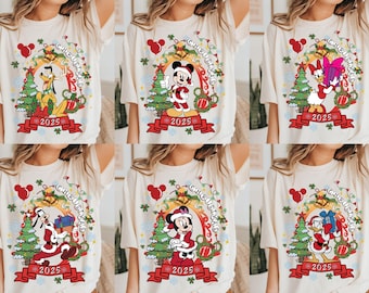 Camiseta navideña vintage de Mickey y sus amigos, camiseta navideña de Disney, camiseta con luces navideñas de Mickey, camiseta navideña a juego para toda la familia de Disney