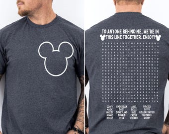 Camisetas interactivas divertidas de Disney, camisetas Disney para papá, camisetas Disney de doble cara con rompecabezas de espera en la fila, camisetas Disneyland, sudadera Disney