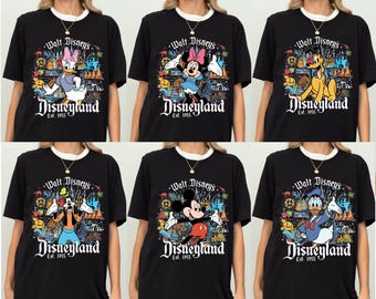 Retro Walt Disney's Disneyland All Characters Shirt, Disneyland Shirt, Personalized Disney Tee, Disney Family Trip Shirt, Mickey and Friends