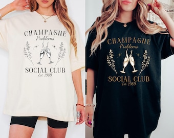 Champagne Problems Shirt, Champagne Problems Social Club Shirt, Old Money Aesthetic Clear Girl Aesthetic Plus Sizing Shirt, Trendy Shirts