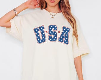 Retro Star USA Graphic Tee, Comfort 4th of July Graphic Tee, Star American Graphic Tee, Retro USA Shirt, Patriotic Gift, Freedom Tee