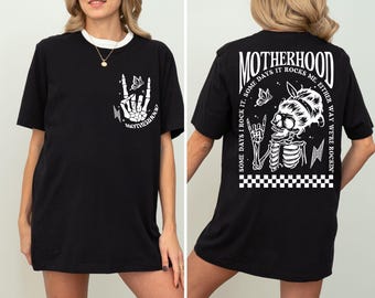 Motherhood Sometimes I Rock It Sometimes It Rocks Me Shirt, Mama Shirt, Mom Shirt, Rocker Mom Gifts, Mothers Day Gift, Halloween Gift
