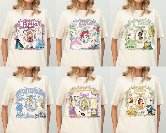 Retro Disney Princess Shirt, Coquette Disney Princess Tee, Personalized Disney Tee, Disney Girl Trip Tee, Disney Group Shirt, Princess Shirt