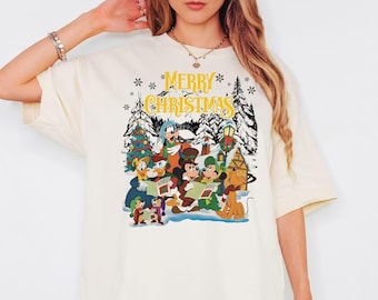 Koszulka Vintage Merry Christmas Mickey and Friends, bluza świąteczna Disney, impreza świąteczna Mickey's Very Merry Christmas Party, koszulka świąteczna Disneyland