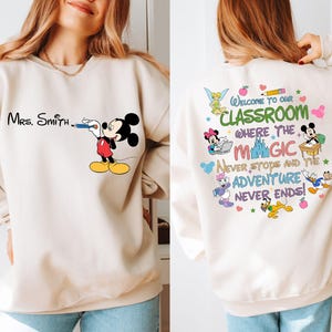 Personalized Teacher Sweatshirt, Teacher Shirt, Mickey Mouse Sweatshirt, Disney Sweatshirt, Custom Name Tee,Disney Teacher Gift,School Shirt