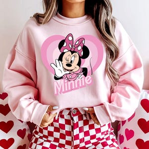Pink Disney Minnie Shirt, Minnie Coquette Bow T-Shirt,Disney Minnie Sweatshirt,Gift for Her,Disney Love Heart Shirt,Disney Family Trip Gift