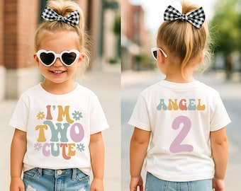 Two Cute Shirt, 2nd Birthday Shirt, Birthday Girl Shirt, 2nd Birthday Outfit, Toddler Birthday Shirt,Retro Groovy Birthday Girl,Two Year Tee