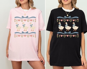 Vintage 80s Goose Shirt, Funny Blue Ribbon Goose Tee, Retro Goose Graphic Shirt, Cute Farm Animal Tee, Cottagecore Gift Tee, Grandma Gift