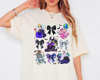 Aquarelle coquette T-shirt rétro méchants Disney, Disney Evil Friends 2025 assorti, chemise Disney méchante sorcière, t-shirt méchante reine, voyage Disney
