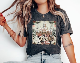 Felpa vintage Disney con Babbo Natale, Topolino e i suoi amici, felpa coordinata per le vacanze in famiglia a Disneyland, Buon Natale di Topolino