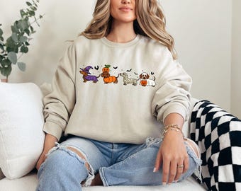 Dachshund Sweatshirt, Halloween Dachshund Shirt, Halloween Cute Dog Shirt, Cute Ghost Dogs Halloween Shirt, Funny Halloween Shirt, Halloween