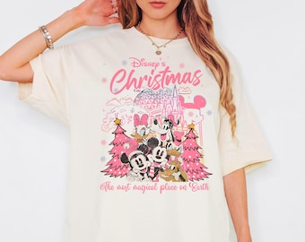 Disney Pink Weihnachtshemd, Micky und Freunde Weihnachtshemd, Retro Disneyland Weihnachtshemd, Mickeys Merry Christmas Party Hemd