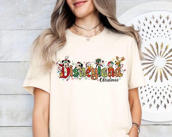 Retro Mickey and Friends Christmas Shirt, Vintage Disneyland Christmas Sweatshirt, Disneyland Xmas Lights Tee, Christmas Family Matching Tee