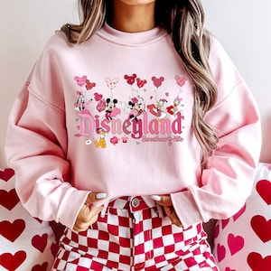 Disneyland Hearts Sweatshirt, Disneyland Valentines Sweater, Mickey And Friends Valentine Sweatshirt, Valentines Day Sweatshirt