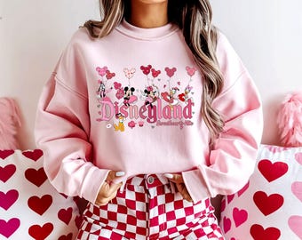 Disneyland Hearts Sweatshirt, Disneyland Valentines Sweater, Mickey And Friends Valentine Sweatshirt, Valentines Day Sweatshirt