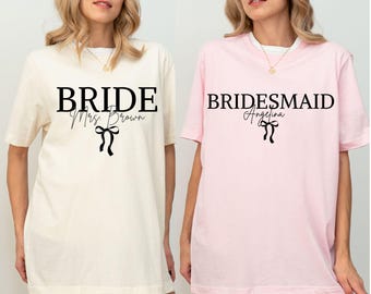 Custom Bride Bridesmaid Shirt, Personalized Bridal Party Gift, Wedding Day Getting Ready, Trendy Bachelorette Merch, Group Matching Tee