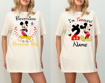 Disney 2nd Birthday Tee, I&#39;m Twodles Birthday T-Shirt, Mickey Second Birthday Shirt, Minnie Birthday Girl Top, Birthday Gift, Toddler Bday
