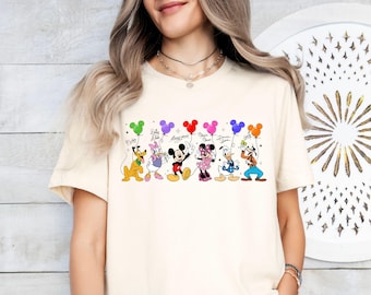 Retro Mickey and Friends Signatures Shirt, Disney Balloon Shirt, Disney Characters Tee, Disney Mouse Head Tee, Mickey & Co Gift, Disney Tee