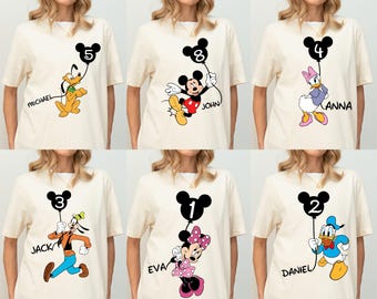 Custom Disney Birthday Shirt, Mickey Mouse Balloon Shirt, Personalized Name and Years Mickey & Friends Birthday Sweatshirt, Custom Birthday