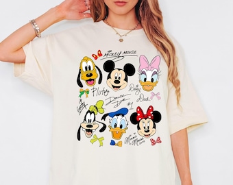 Vintage Mickey and Friends Signatures Shirt, Magical Sweatshirt, Disney Characters Tee, Disney Mouse Head Tee, Mickey & Co Gift, Disney Tee