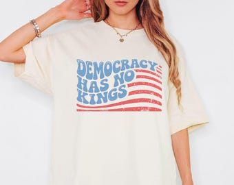 Anti-Trumpf-Shirt, Democracy hat keine Könige, umgedrehte amerikanische Flagge Shirt, Anti-Maga-Shirt, ideelles T-Shirt, demokrat-Shirt, widerstehen T-Shirt