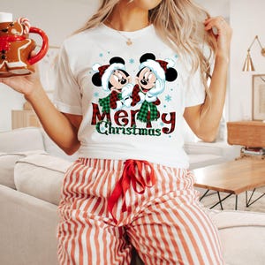Minnie Mickey Merry Christmas Sweatshirt, Disney Christmas Sweatshirt, Christmas Mickey And Minnie Plaid Sweatshirt, Christmas Family Sweat