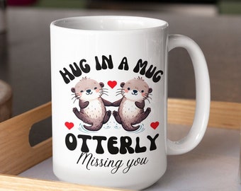 Otter Ceramic Coffee Mug 11oz, Get Well Soon Gift, Thinking of You, Gift for Friend Otter Hug Mug, Love Gift, Recovery Gift Sick Friend Gift