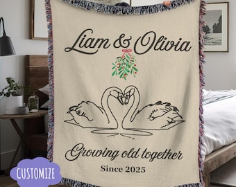Personalized Wedding Blanket, Anniversary Throw Blanket Gift