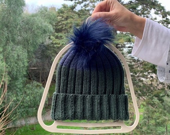 Blue & Green Hand-Knitted Hat