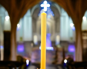 Tall "Sanctuary Light" Beeswax Candle – 13" Pillar of Purity, 100% Beeswax