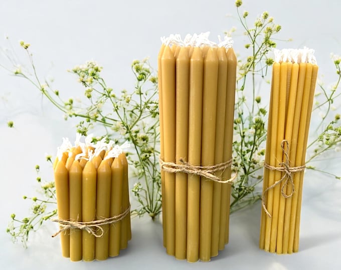 100% Beeswax Orthodox  Candles – Set of 25 – 3 Sizes Available – Handcrafted from Pure Texas Beeswax
